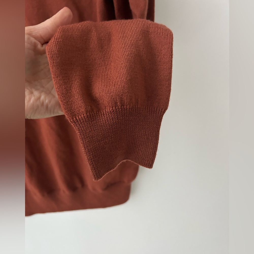 Jcrew merino wool burnt orange v neck sweater - Picture 6 of 10
